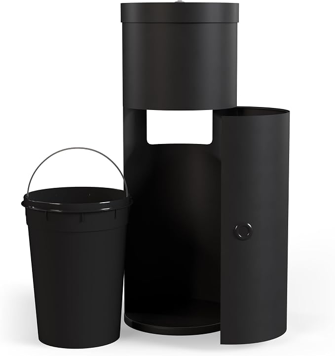 Wipex Gym Wipes Bundle: (1) Premium Black Wipe Dispenser with Trash Bin - Stainless Steel and (1) 800ct Disinfecting Gym Wipes Refill Roll - Suitable Use for School, Office, Gym, and Public Venues