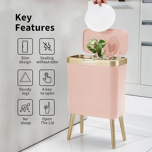 Procade Automatic Motion Sensor Bathroom Trash Can with Lid, 3 Gallon Touchless Trash Bin, Smart Plastic Garbage Can Small Green Wastebasket for Toilet, Office, rv, Bedroom, Living Room