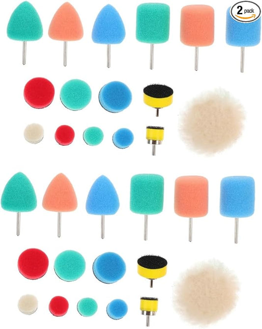 Unomor 32pcs Car Polishing Sponge Pads Kit Buffing Wheel Auto Detailing for Car Headlights Door Handles