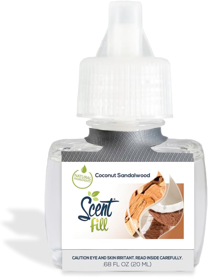 Scent Fill Coconut Sandalwood Plug in Air Freshener, 4 Scented Oil Refills