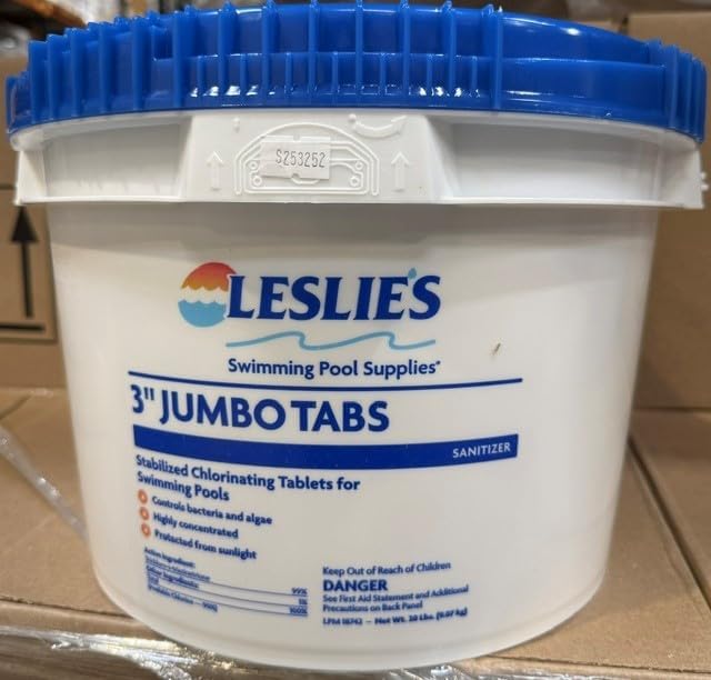 Leslie's Shock and Chlorine Bundle for Sanitizing Swimming Pools – Includes 12 x 1 Pound Bags of 73% Cal-Hypo Pool Shock and 20 Pound Bucket of 3 Inch Stabilized Chlorine Tablets