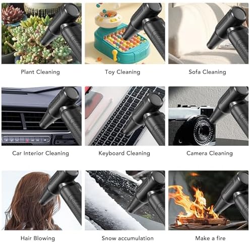 130,000 RPM Powerful Motor Electric Air Duster, Cordless Dust Blower for Keyboard Cleaning, with 2 Nozzles, 3 Brushes, 6000mAh Battery, Portable Rechargeable Air Blower for PC, Car