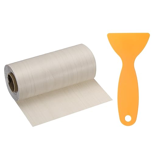 HARFINGTON Wood Grain Repair Tape 4 Inch x 33ft Self Adhesive Repair Patch Tape Simulated Wooden Floor Tapes with Plastic Scraper for Tables Doors Windows Furniture, White Maple