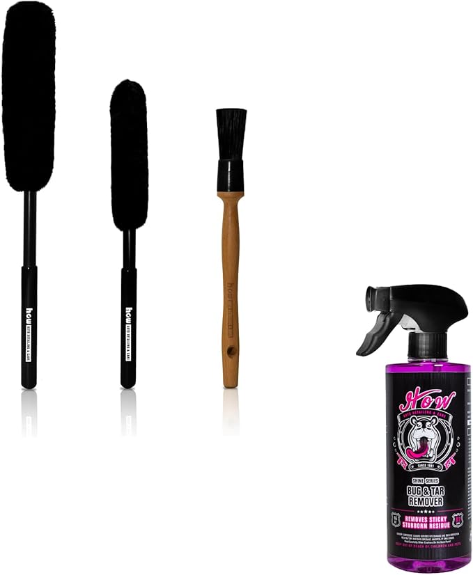 H.O.W AUTO DETAILING & CARE H.O.W SHINE SERIES Bug & Tar Remover & 3pcs Car Wheel Rim Tire Brushes