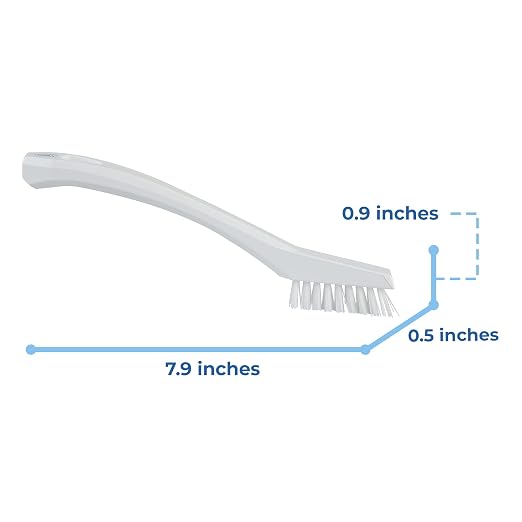 1/2 in W Detail Brush, Stiff, 5 1/2 in L Handle, 2 in L Brush, White, Plastic, 8 in L Overall - 1 Each