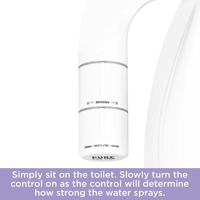 Pure for Men Bidet Toilet Seat Attachment for Home | Dual Self-Cleaning Nozzle (Frontal & Rear Back), Non-Electric Sprayer, Adjustable Water Pressure & Easy to Use | Sleek & Minimalist Design (White)