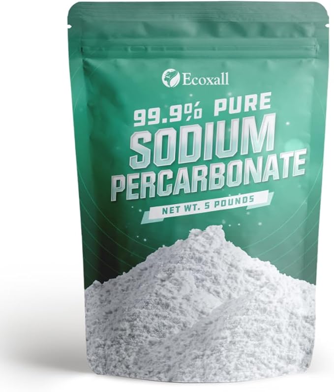 Ecoxall Sodium Percarbonate, 99.9% Pure Oxygen Bleach Powder, Laundry Stain Remover, Whitener, and Detergent Booster, Dishwasher Cleaner and Deodorizer, 5 lbs (80 oz), Pack of 1