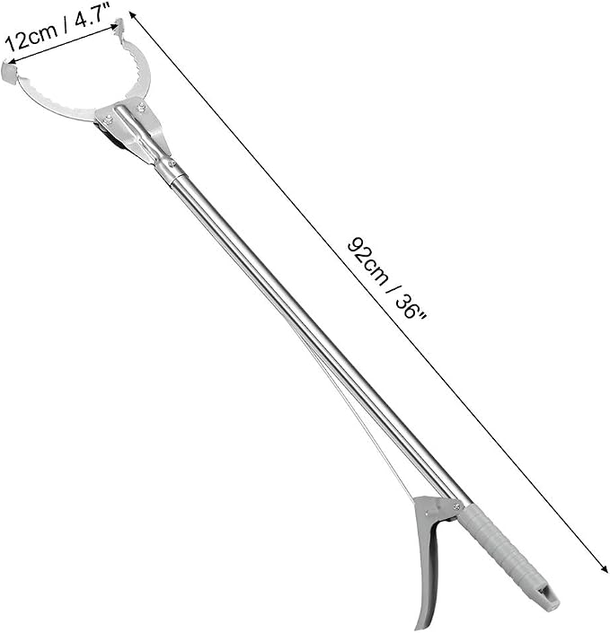 uxcell 36inch Grabber Gripper Tool Extender Claw Garbage Picker Stainless Steel Gray 2Pcs