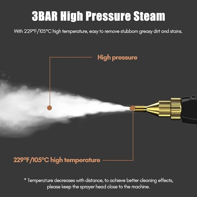 Portable Handheld Steam Cleaner,Pressurized Steam Cleaning Machine(Red) | High Temperature Pressurized with Brush Heads for Kitchen Furniture Bathroom Car US Plug 110V