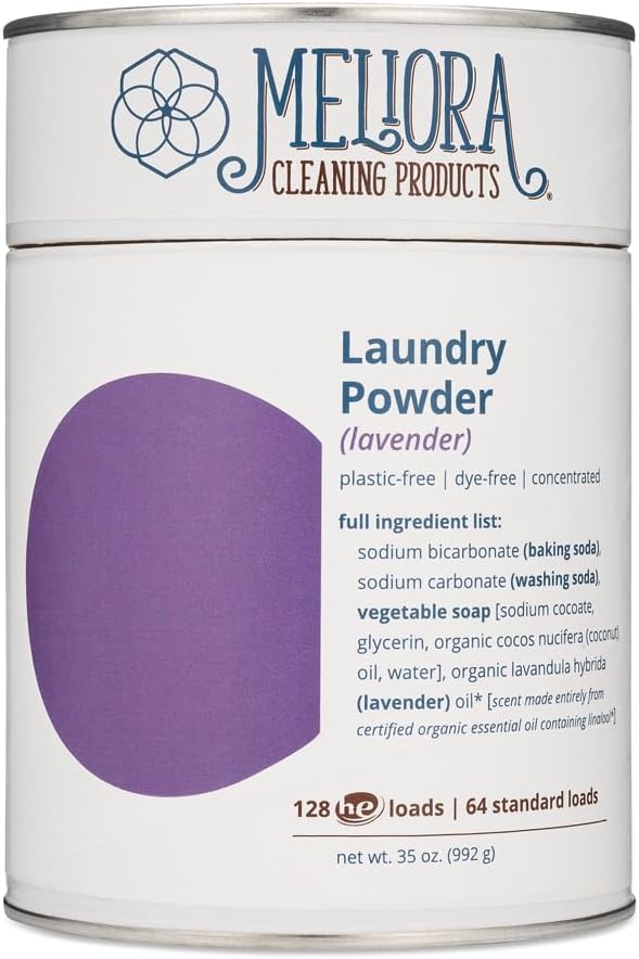 Meliora Cleaning Products Laundry Powder Detergent (128 HE Loads) (Lavender, Canister (with scoop) - 128 HE Loads)