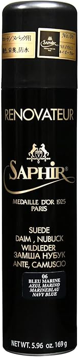 SAPHIR Medaille d'Or Suede Renovator - Protects and Recolors Suede Shoes, Boots, Handbags, Shoe - Navy Blue