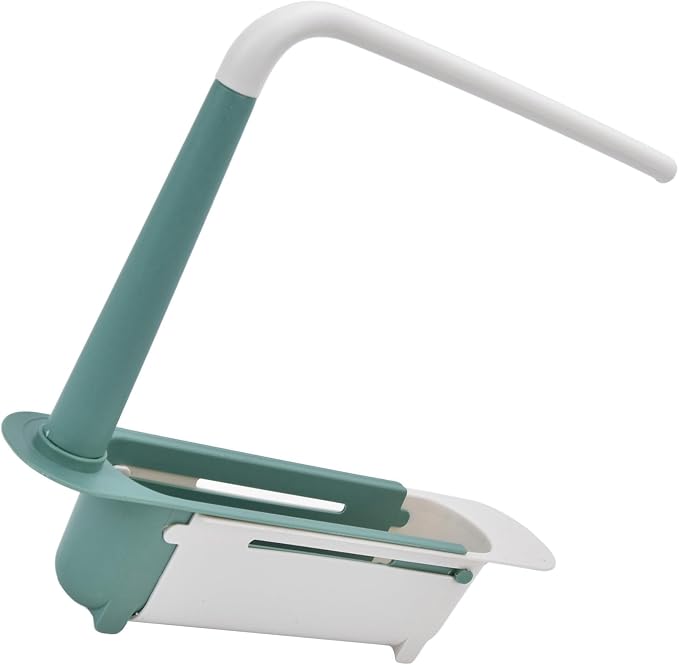 Telescopic Sink Storage Rack Rag Rack Shelf Dishwashing Drain Basket Hook Organizer Large Capacity Kitchen Under Sink Organizers (Green)