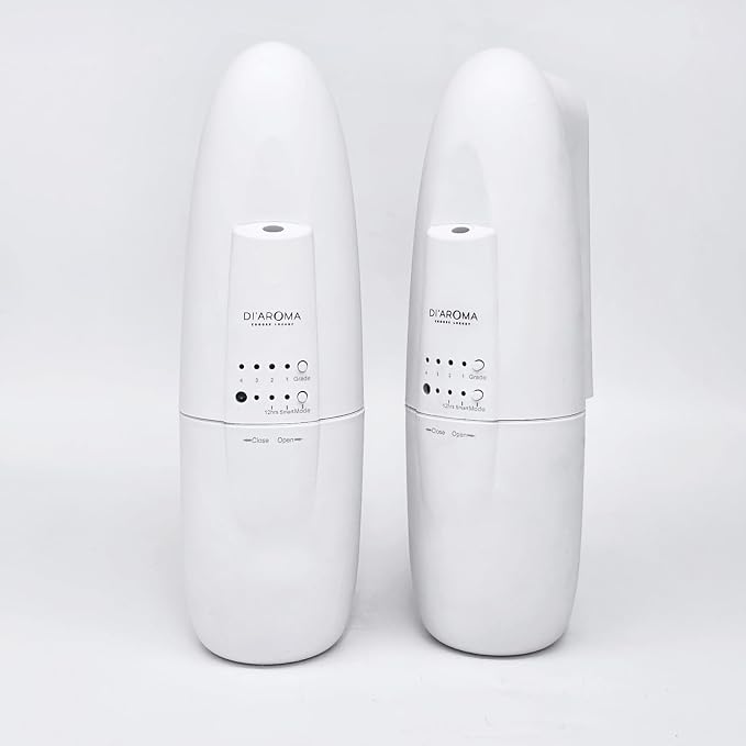 Di’Aroma Plug In Waterless Diffuser – Essential Oil Diffuser with Nanotechnology, Cold Air Nebulizing Scent Diffuser Machine – Air Freshener for Home, Office & Spa, Up to 500 Sq Ft Each (2 Pack White)