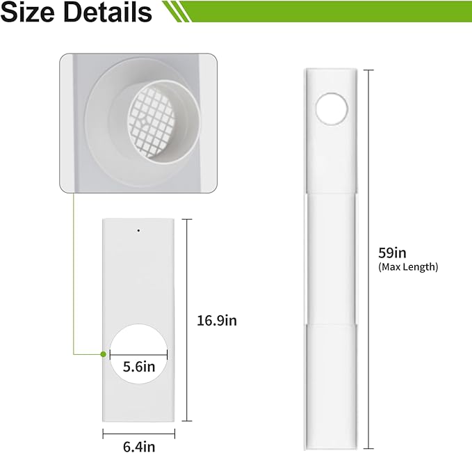 13 PCS Dry Vent Window Kit for Dryer Vent Hose with 4" Diameter, Adjustable Window Dryer Vent Panels with Adjustable Length Panels and Insulating Foam Seal Strip (Max Length 59 inch)