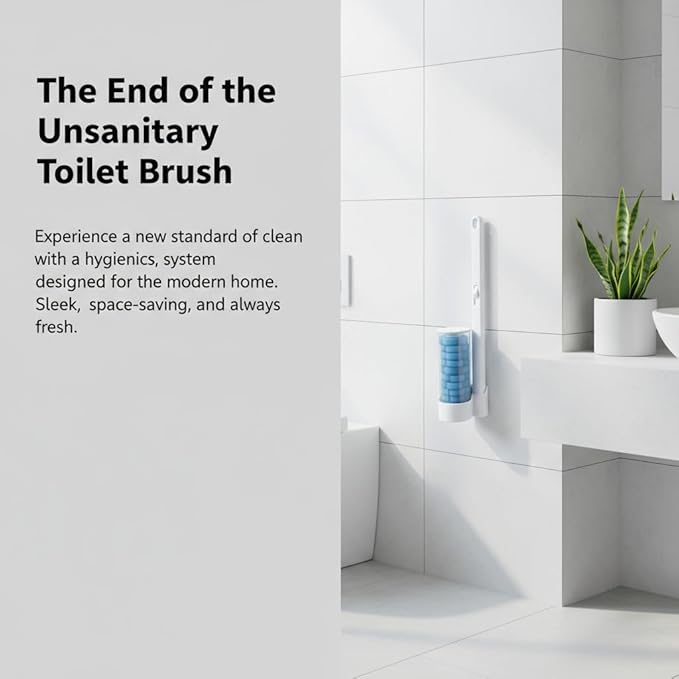 Disposable Toilet Brush for Bathroom Cleaning, Deep Cleaning Toilet Bowl Cleaner with Replaceable Heads, Hygienic Storage Design,House Warming Gifts New Home (Replacement Heads - 96pcs Blue)