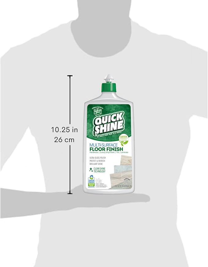 Quick Shine Multi Surface Floor Finish 27oz, 6Pk | Cleaner & Polish to use on Hardwood, Laminate, Luxury Vinyl Plank LVT, Tile & Stone | Safer Choice w/Clean Shine Technology | Shine-Protect-Refresh