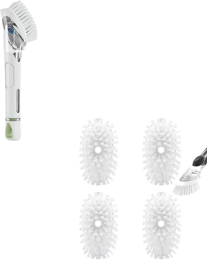 Dish Brush with Soap Dispenser + Brush Refills