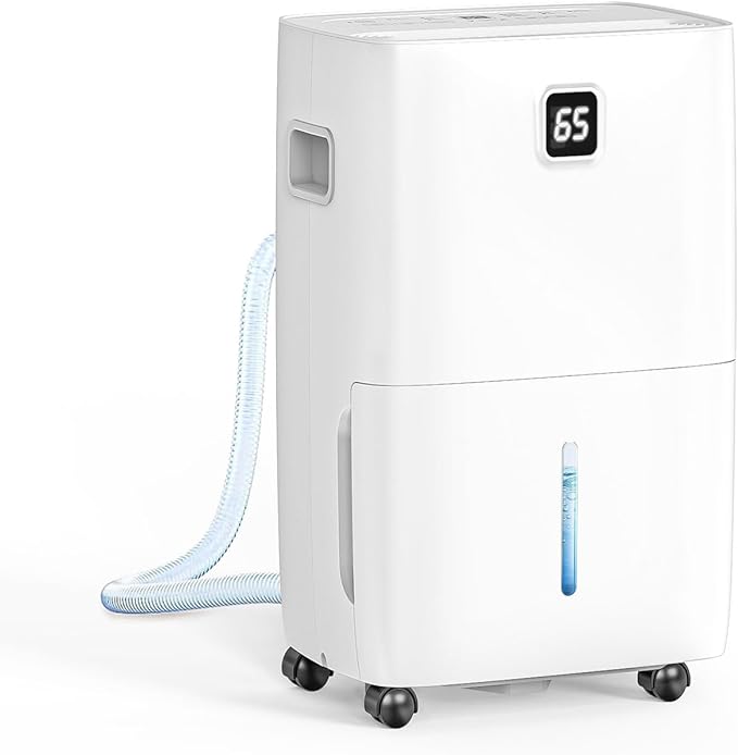 80 Pint Dehumidifier - Up to 5,000 Sq Ft, for Basement, Bedroom, Bathroom, Living Room, Home, Garage | 3 Fan Speeds, Smart Humidity Control, Auto Drain, Easy Move Wheels
