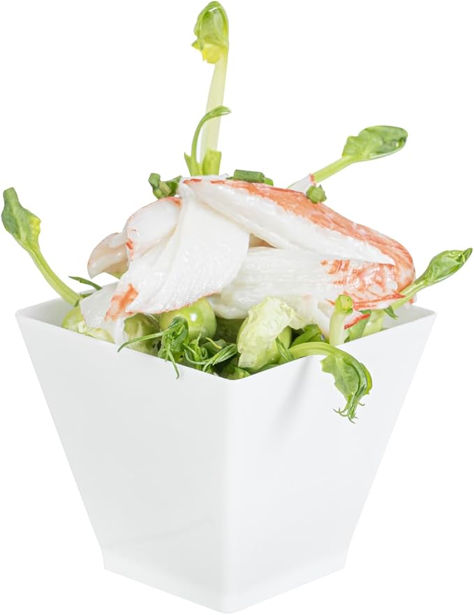 Restaurantware 2 Ounce Mini Kova Cups 20 Square Small Appetizer Cups - Lids Sold Separately Heavy-Duty White Plastic Parfait Cups Serve Mousse Puddings Or Samples For Weddings Or Parties
