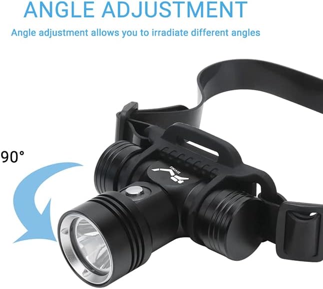 BORUIT B14 Rechargeable Diving Headlamp Flashlight IPX8 Waterproof Head Lamp Super Bright - 3 Light Mode Underwater 60M Swimming Headlight fit Adult Fishing Scuba Water Work