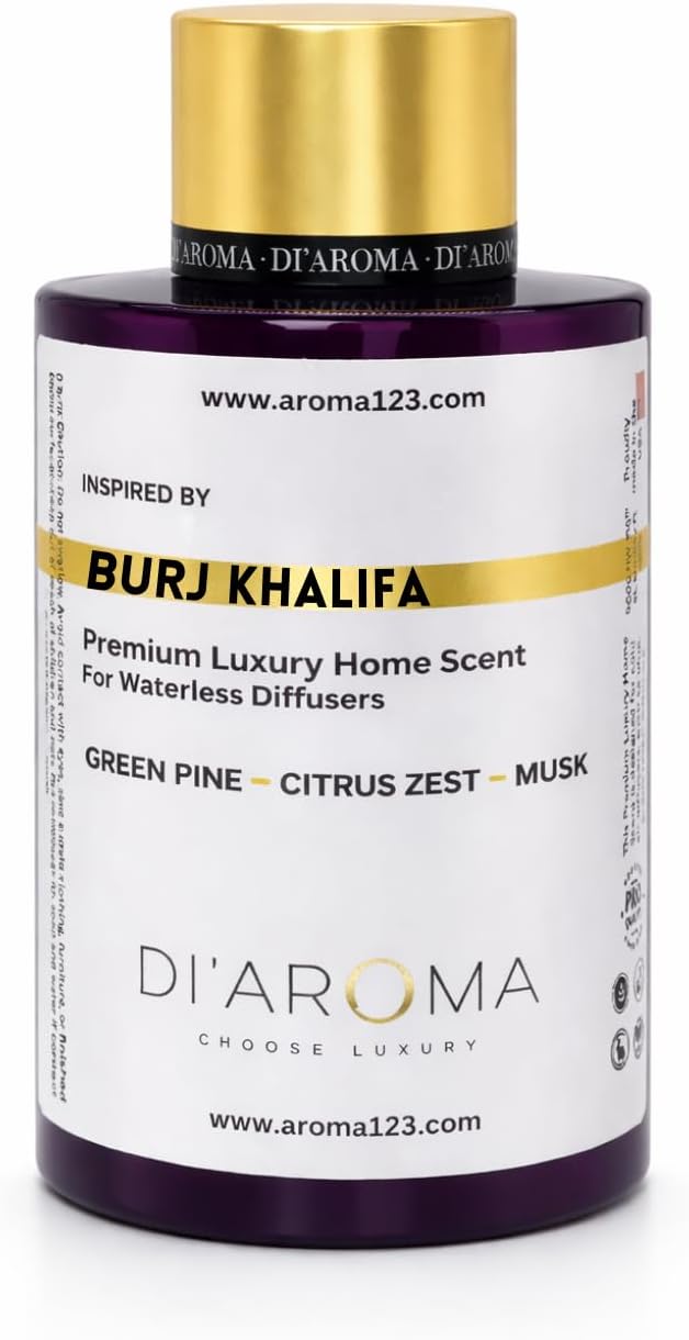 Di’Aroma Luxury Burj Khalifa Resort Collection Fragrance Oil, Diffuser Oil for Waterless & Cold-Air Diffusers, Premium Air Freshener, Home & Business Scent, Made in USA (120ml, Burj Khalifa)