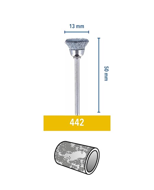 Dremel 442 Carbon Steel Brush Accessory Set, 2 Brushes (13 mm) for Cleaning and Removing Rust of Metal Materials