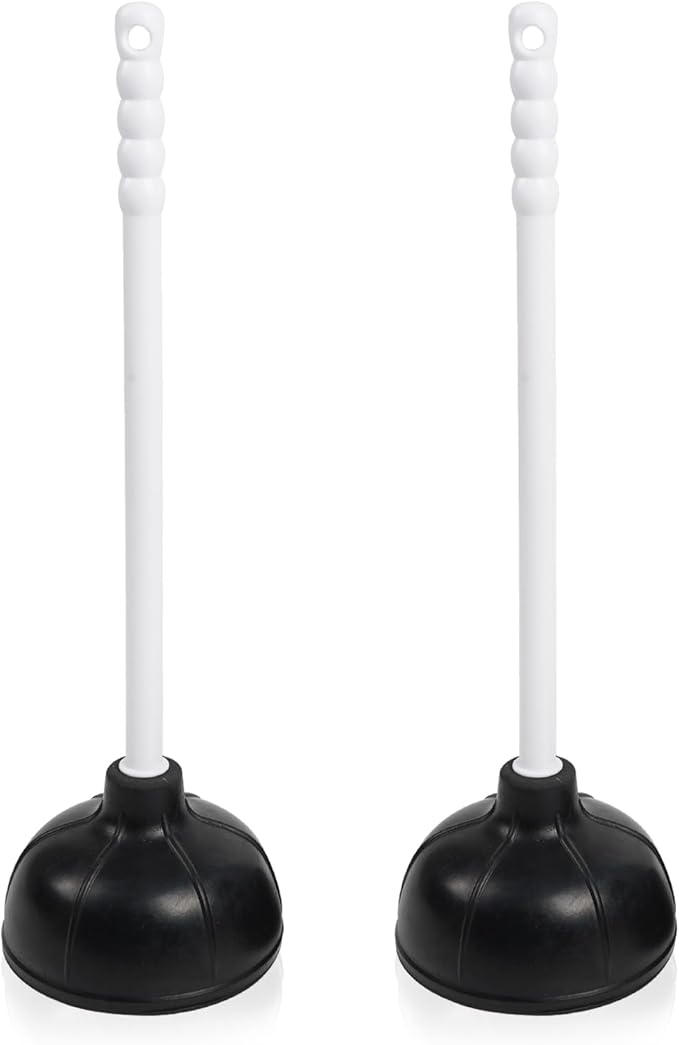 Force Suction Cup Rubber Toilet Plunger with PP Handle, Toilet Bowl Plunger Heavy Duty Pump Clogged Solution for Bathroom Stores Restaurants Strong Sink to Fix Clogged Toilets Drains Sinks (2)