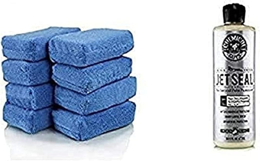 Chemical Guys MIC_292_08 Premium Grade Microfiber Applicators, Blue (Pack of 8) and Chemical Guys WAC_118_16 JetSeal Anti-Corrosion Sealant and Paint Protectant (16 oz) Bundle
