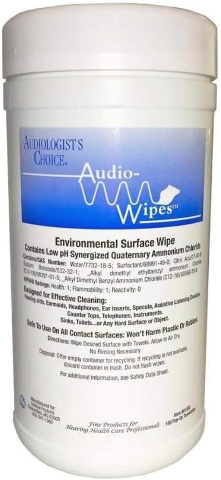 Audiologist's Choice Earbud Cleaning Kit with Audio Wipes - 3-in-1 Pen for AirPods, iPhone Cleaner, Earwax Removal, Speaker & Bluetooth Earbuds - Compact & Travel-Friendly (Canister (160 Count))