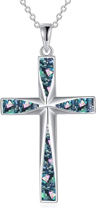 ONEFINITY Religious Cross Pendant Necklace Sterling Silver Origami Cross Pendant Gifts for Women Men Jewelry