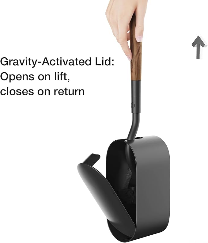 Toilet Cleaner Brush, Diveotree Toilet Brush and Holder for Dead Corner Cleaning, Wall Mounted Toilet Bowl Brush for Bathroom Decor, Toilet Scrubber Brush for Home/Hotel (Black, Round-1pack)