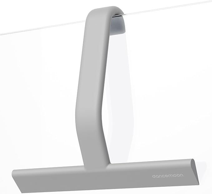 dancemoon JustHang Shower Squeegee for Glass Doors, All-in-One Award-Winning Silicone Squeegee with Built-in Hook for Bathroom, Window, Mirror, Tile Wall, Car, Streak-Free Cleaner Tool, 10-Inch Gray