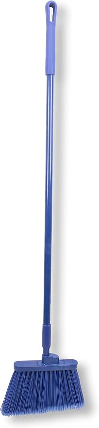 SPARTA 41082EC14 Plastic Color Coded Broom, Flagged Bristles, Long Broom With Angled Head For Large Debris, 56 Inches, Blue, (Pack of 12)
