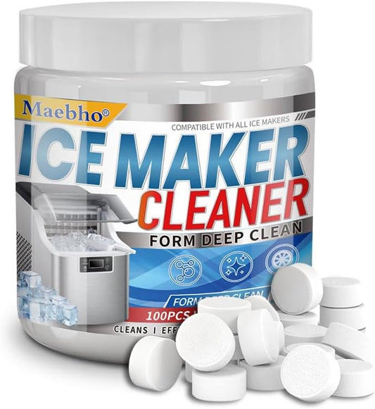 100 tabs Ice Machine Cleaner -Unscented Ice Maker Descaler Clean Tablets Compatible with Opal, Kitchenaid, GE Profile,Nickel Safe Scale Remover for Countertop, Nugget Ice Makers