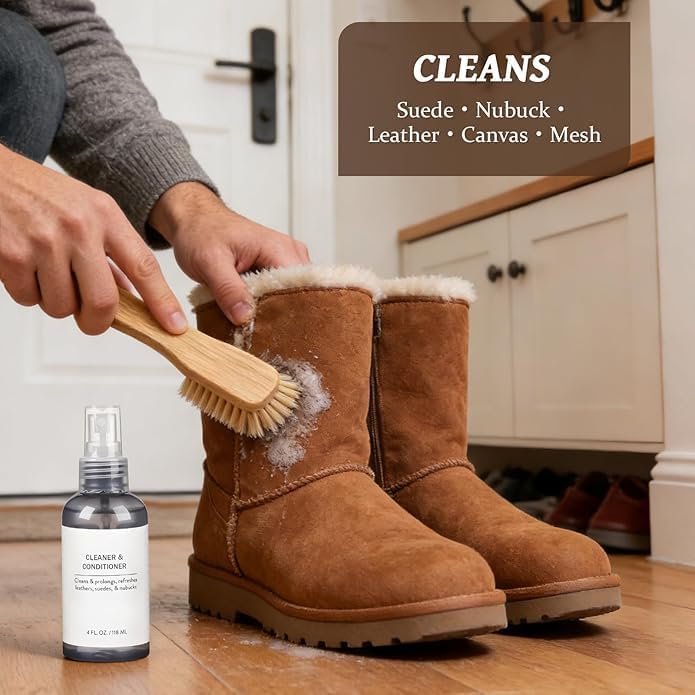 Suede Shoe Cleaner Kit, Shoe Cleaning Care Kit for Suede Nubuck Sheepskin Boots - 3-in-1 Cleaner & Protector Spray & Restore Solution