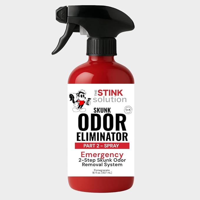The Stink Solution Skunk Odor Eliminator for Dogs Natural Skunk Smell Remover Pet Safe Skunk Odor Remover, Skunk Deodorizer & Skunk Spray Neutralizer 16 oz Pomegranate Spray (PART 2)