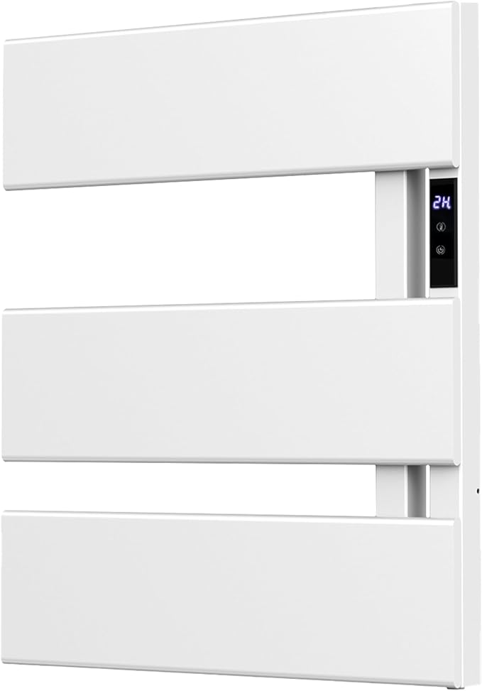 Electric Towel Warmer with Smart LED Timer, Modern [2/3/4] Bar Large Panel Heated Towel Rack, Wall-Mounted Plug-in/Hardwired 2-in-1, Rapid Warmth for Bathrooms, [Matte Black/Alpine White]