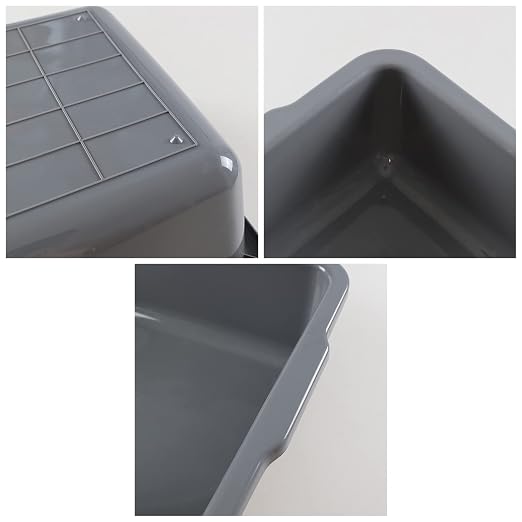 4 Pack Commercial Bus Box, 32 L Plastic Bus Tubs, Gray