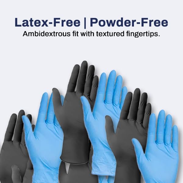 Black Nitrile Gloves - Powder-Free, Latex-free, Disposable - Tattoo, Food Handling & Service, Cleaning, PPE