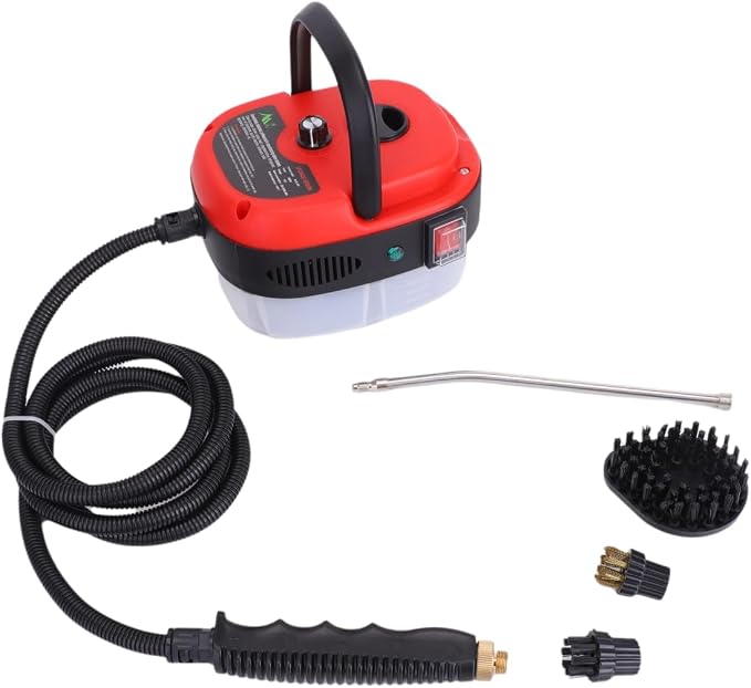 2500W Steam Cleaner Handheld Cleaning Steamer High Pressure Temperature Portable Steam Cleaning Machine for Upholstery Kitchen Furniture Bathroom Car(red)