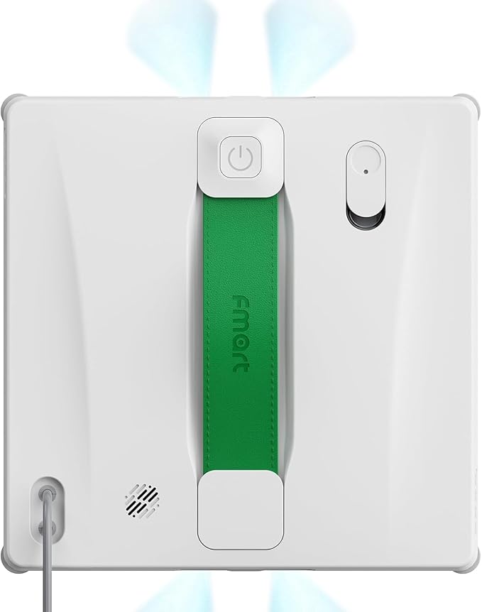 FMART W8 Mini Window Cleaning Robot, 8000Pa Suction, Ultra-Slim 2.36 in, 4-Way Ultrasonic Spray, Edge-Cleaning Route, Smart Path Planning, 9-Stage Safety, App & Remote Control