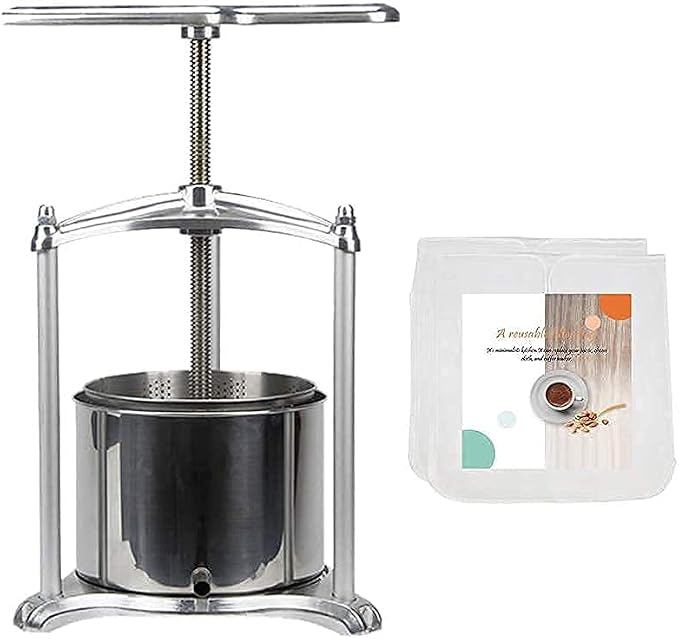 Fruit Wine Press with filter bag - 100% Natural Juice Making for Apple/Carrot/Orange/Berry/Vegetables,Food-Grade Stainless Steel Cheese&Tincture&Herbal Press