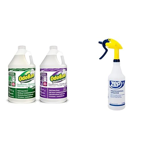 OdoBan Professional Disinfectant and Odor Eliminator Concentrate, 2-Pack, 1 Gallon Each Original Eucalyptus and Lavender Scents Bundle with Zep Professional Sprayer Bottle 32 ounces