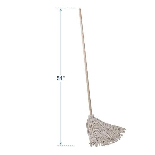 Boardwalk BWK124C Deck Mop; 54" Wooden Handle, 24oz Cotton Fiber Head (Pack of 6)