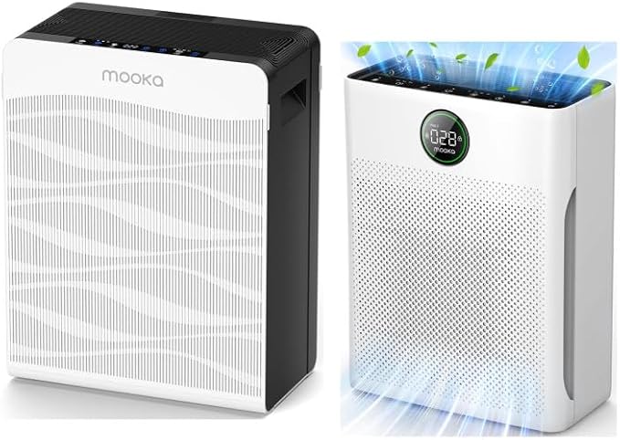 MOOKA Air Purifiers PR1 & C300 for Home Large Room up to 2800 Ft²
