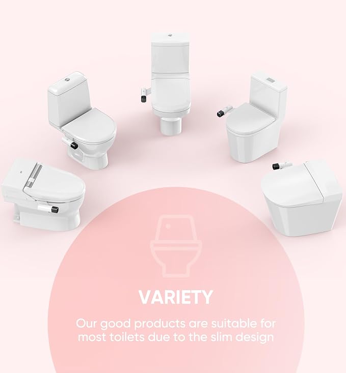 Ultra-Slim Bidet Attachment, Posterior&Feminine Wash-(Retractable Dual Nozzles), Non-Electric Bidet Attachment for Toilet Seat, Adjustable Fresh Cold Water Pressure, Stainless Steel Inlet (BlackGold)