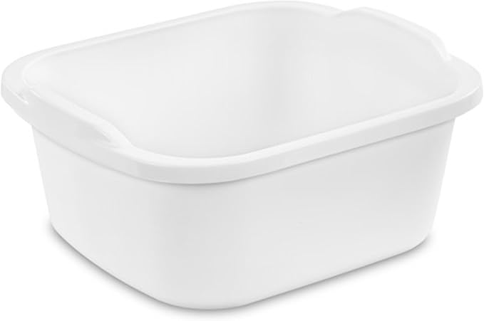 Sterilite 06478008 Durable Heavy-Duty Reinforced Multipurpose Plastic 12 Quart Kitchen Dishpan with Molded Handles, White (32 Pack)