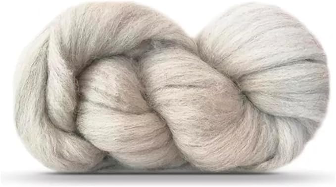 Natural 1lb Wool Bulk roving,. Best Wool for Spinning, arm Knitting, Needle Felting, Chunky Blankets Spinning Thick Yarn Tapestry. Natural, un-Dyed. (Sand Gray, 1 lb)