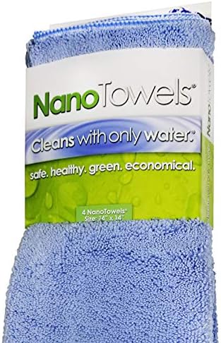 Nano Towels - The Amazing Eco Cloth Wipes that Cleans and Makes Shiny Virtually Any Surface with Only Water. No More Paper Towels Or Toxic Chemicals. 4-Pack. The Original USA Brand. (14x14, Blue)