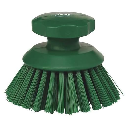3 3/4 in W Scrub Brush, Stiff, 3 in L Handle, 3 3/4 in L Brush, Green, Plastic, 5 in L Overall - 1 Each